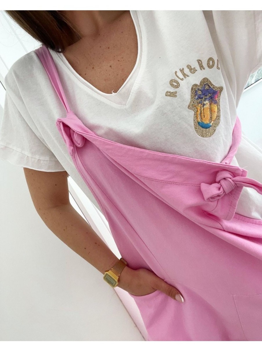 Caperucita Rosa (Rosa Navarro) Camiseta Blanca Oversize Mini Logo Borreguito Multicolor (V21)