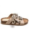 Caperucita Rosa (Rosa Navarro) Sandalia Lazo Leopardo Relieve Strass Dorado 01 Khaki