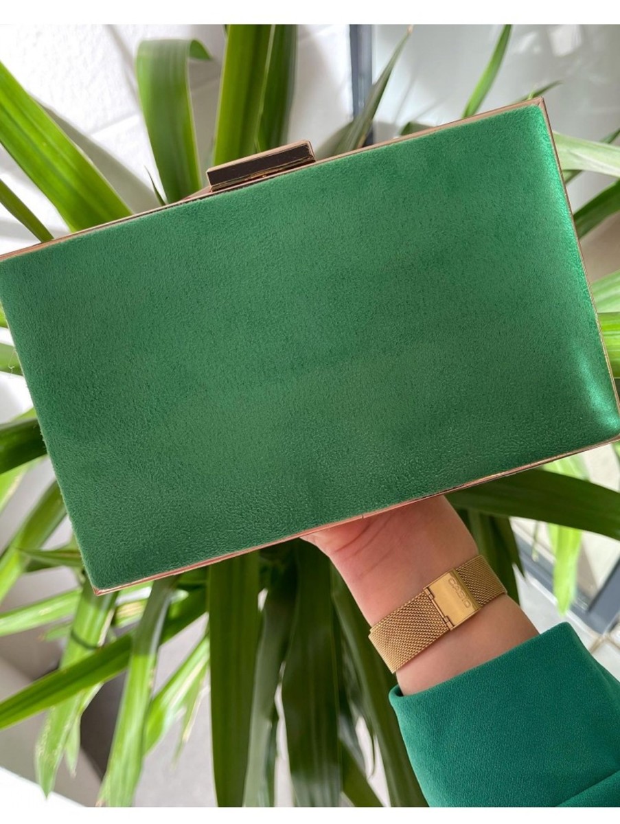 Caperucita Rosa (Rosa Navarro) Clutch Rectangular Verde Hierba Cierre Dorado Megan