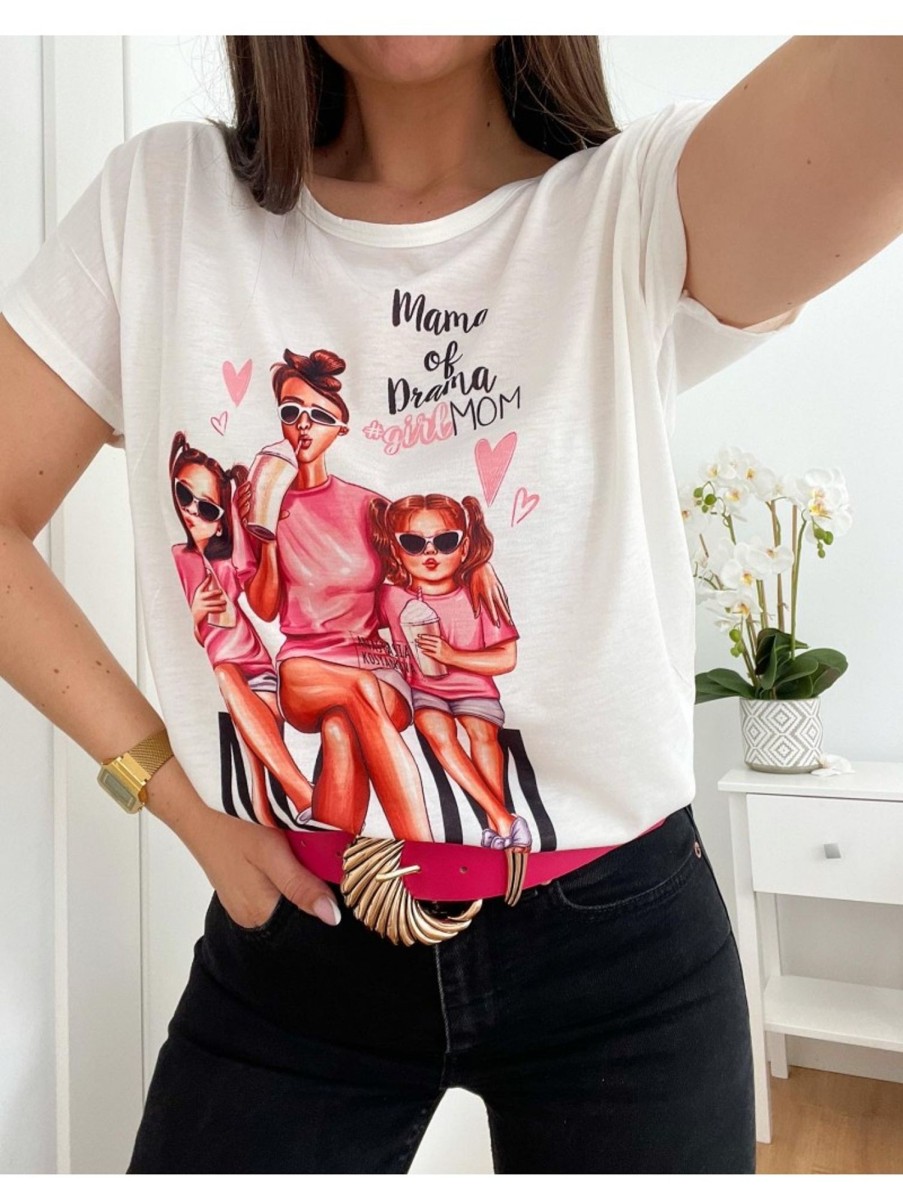 Caperucita Rosa (Rosa Navarro) Camiseta Oversize Mama Con Ninas Fucsia