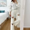 Caperucita Rosa (Rosa Navarro) Pantalon Vaquero Blanco Corazones Joya Aq1306-1 (V09)